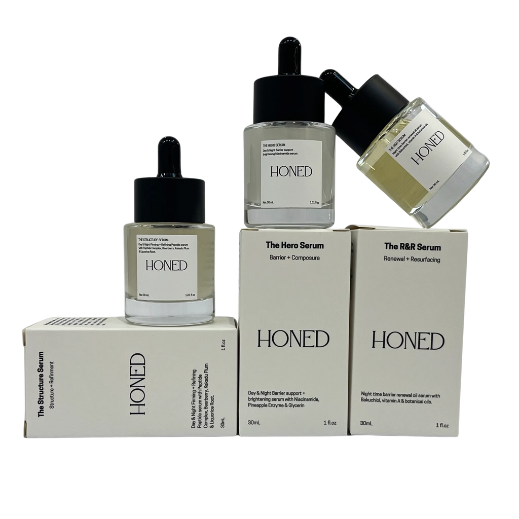 The Curation is the trio set of premium serums featuring clever formulations that create a minimal step daily routine. Featuring actives that benefit most skin types, you will see results from with consistent use.