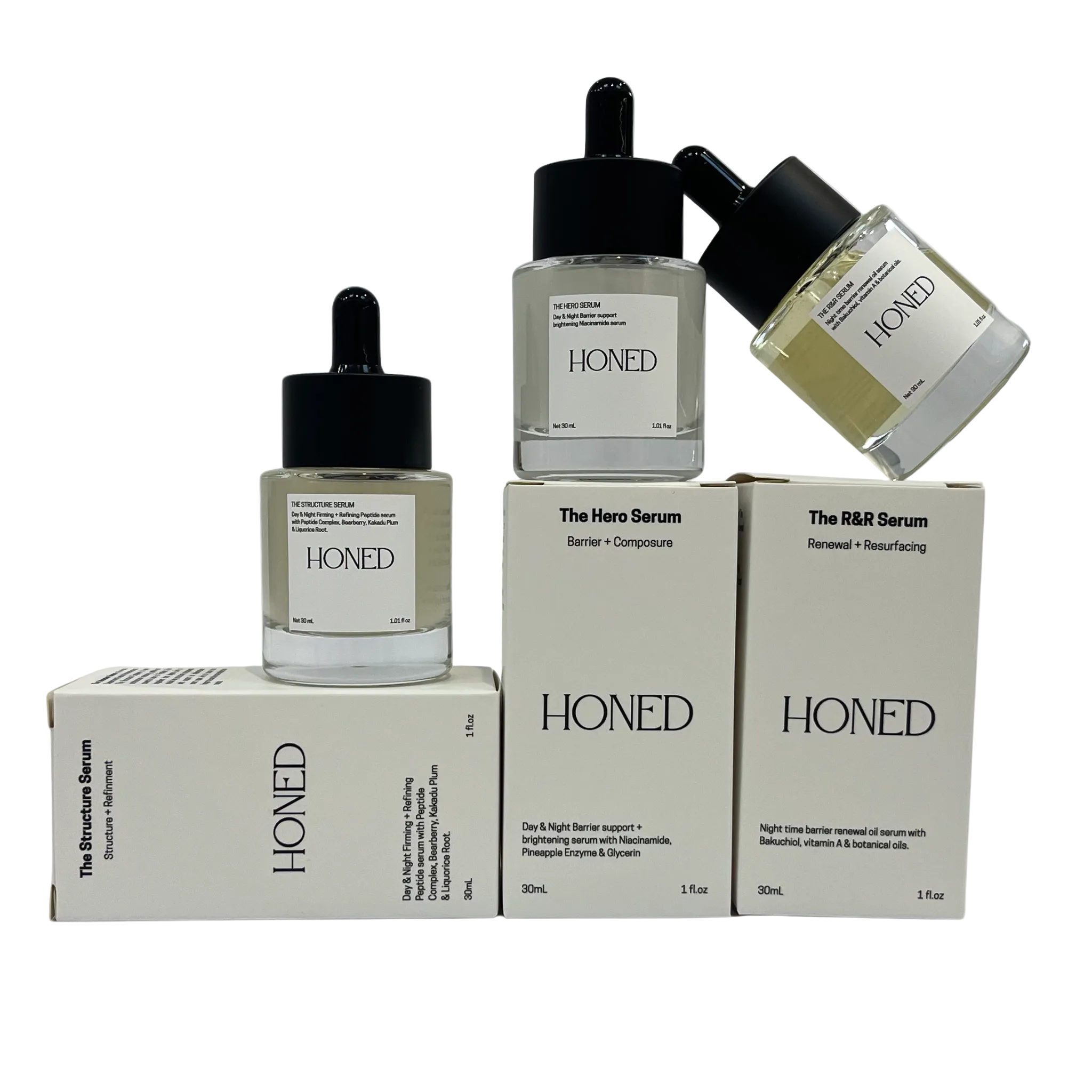 The Curation is the trio set of premium serums featuring clever formulations that create a minimal step daily routine. Featuring actives that benefit most skin types, you will see results from with consistent use.