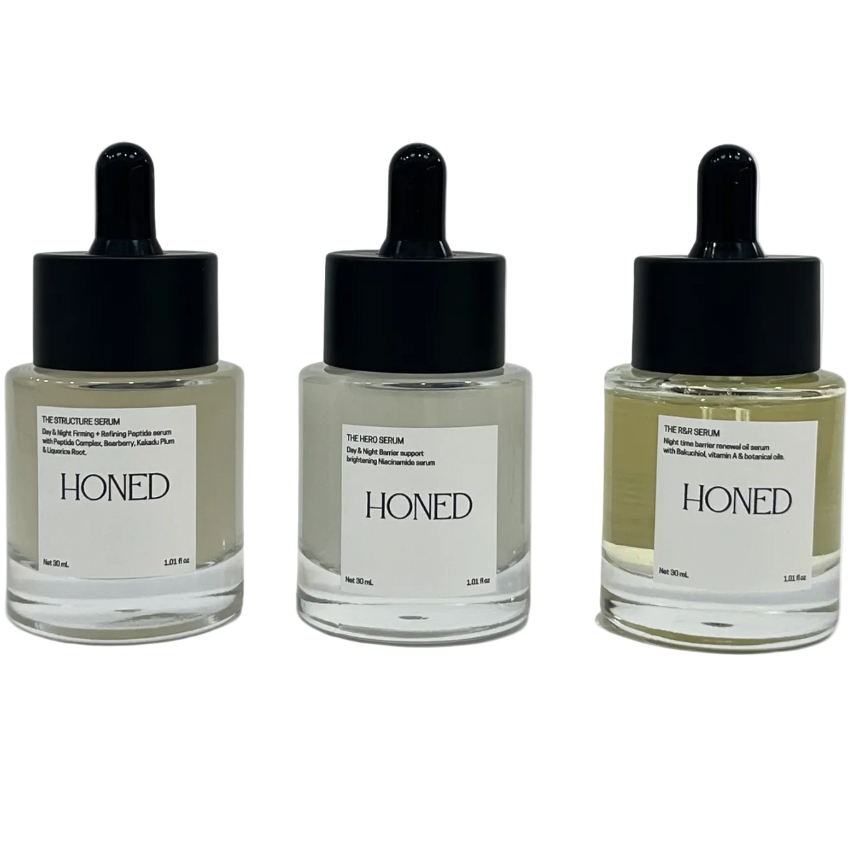The curation is a set of all 3 serums in a minimalist approach to skin longevity. All the actives you need to get real results with clinically active percentages and well studied ingredients