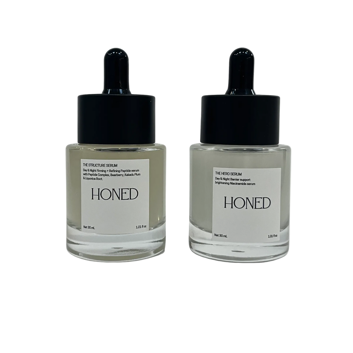 This set of serums features everyones favourite actives in premium formulations featuring Niacinamide, Matryxil Peptides, Vitamin C and classic humectant glycerin